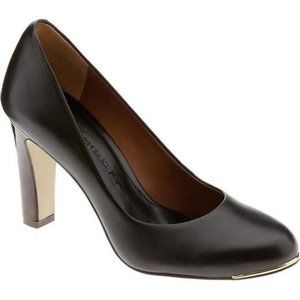 Banana Republic black leather pump high chunky heel shoes (size 10)